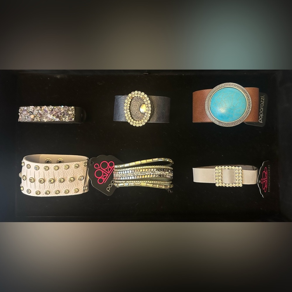 Black, Brown and Silver Rhinestone Bracelets Set